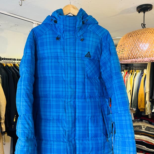 나이키 ACG 구스다운 패딩 재킷 블루 플래드