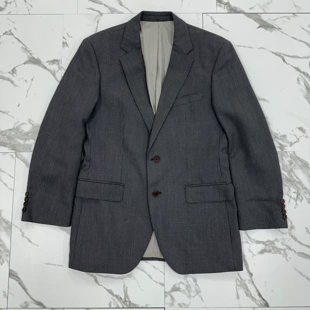 휴고보스 체크 투버튼 블레이저