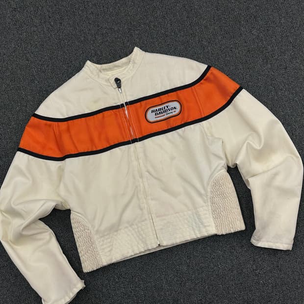XS)할리데이비슨 빈티지 나일론 크롭 레이싱 자켓