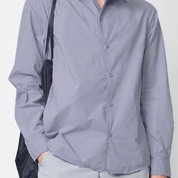 MENS GARMENT DYED CURVED SHIRT CADET 
