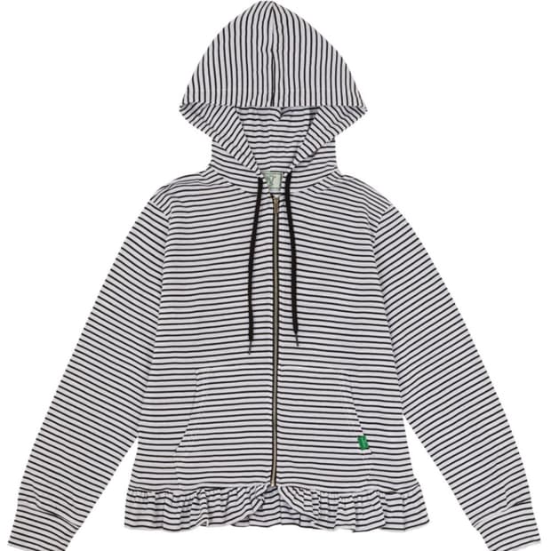 노컨텐츠 스트라이프 프릴 후드집업 아일릿 원희 착용 코이세이오 지초이