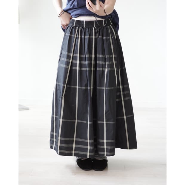 Provador Check Banding Flare Skirt