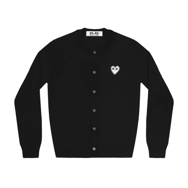 꼼데가르송 화이트하트 가디건 블랙 L