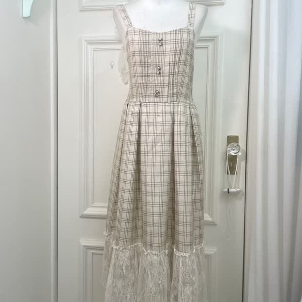 AXES FEMME beige khaki check lace point 