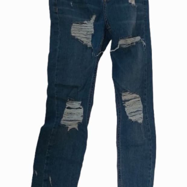 스키니 찢청 데님 팬츠 청바지