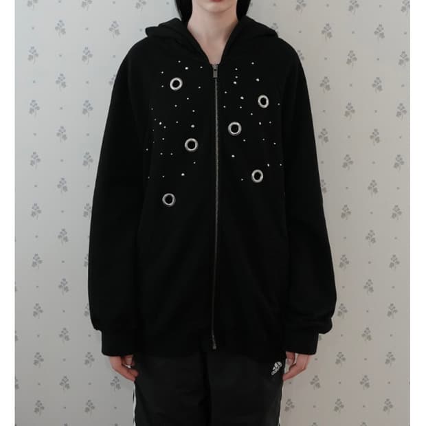 페인츄얼 Stud Circle-ring Hoodie 
