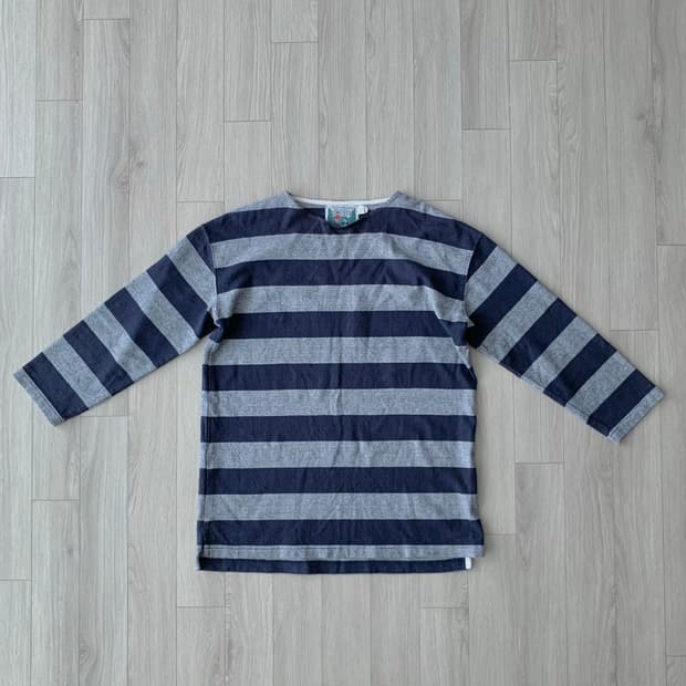 콜롬비아니트 크루넥 스트라이프 럭비 티셔츠 made  in usa