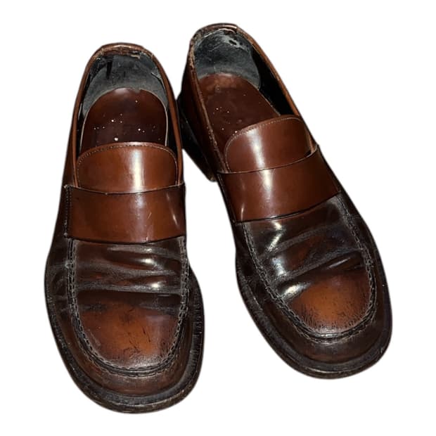 조르지오 아르마니 카프스킨 로퍼 빈티지 브라운