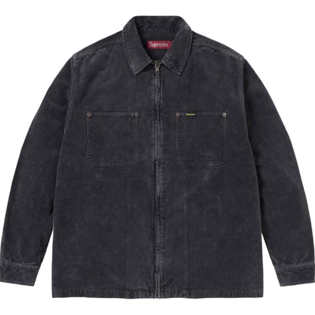 슈프림 워시드 코듀로이 집업 셔츠 블랙 - 24SS