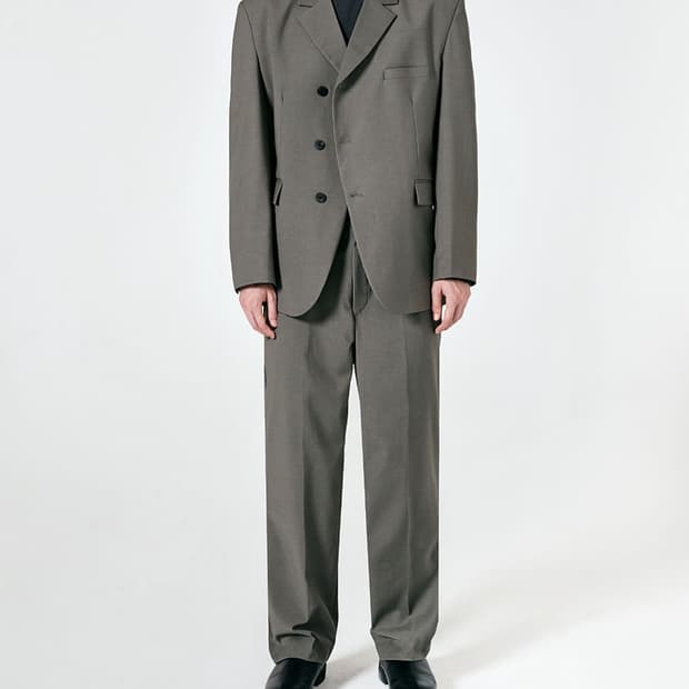 수아레 울 밸런스 세미 오버 블레이저, 슬랙스 정장 셋업 애쉬그레이