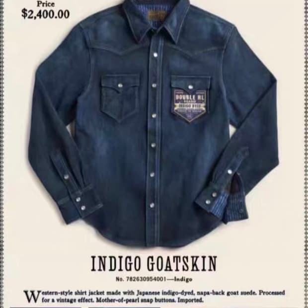 rrl 인디고 고트스킨 셔츠자켓 L