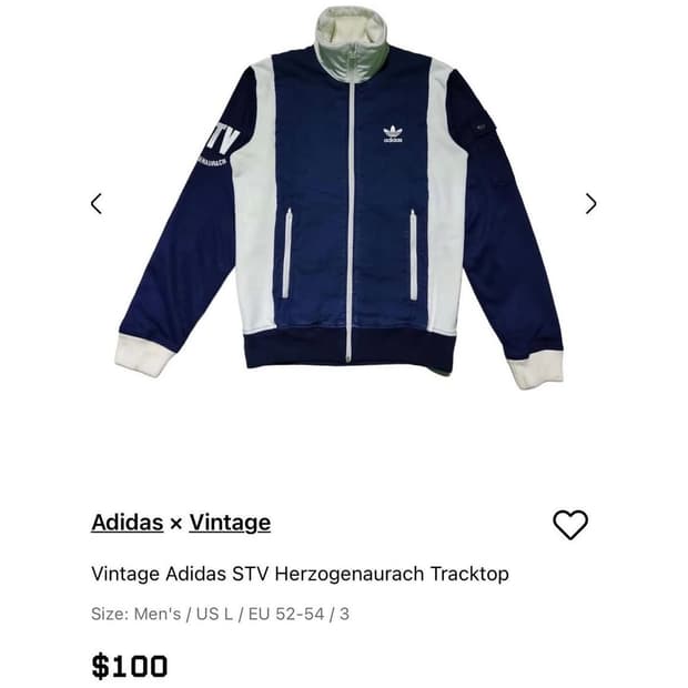 아디다스 빈티지 STV 네이비 화이트 남흰 트랙탑 져지 95/M