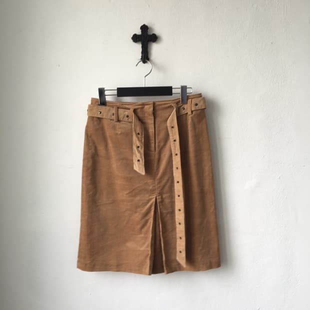 belted midi skirt