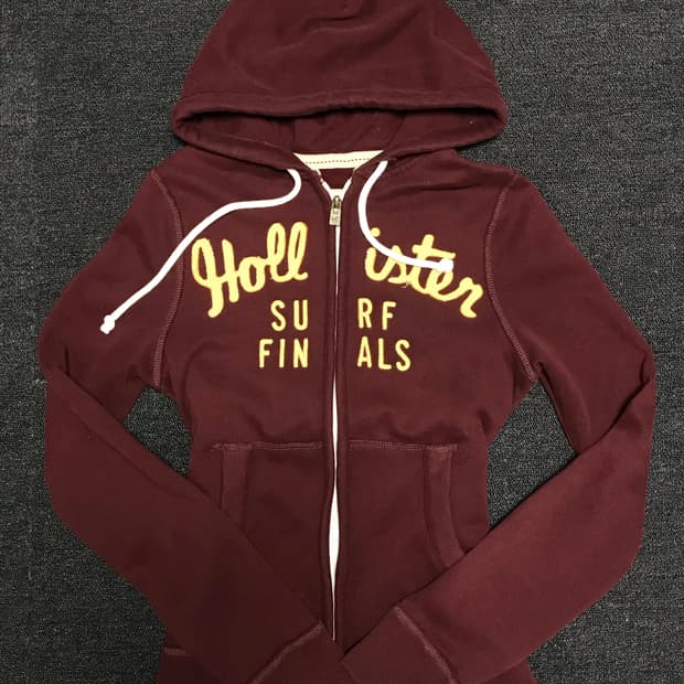 홀리스터 빈티지 딱붙핏 대장급 슬림핏 후드집업 버건디