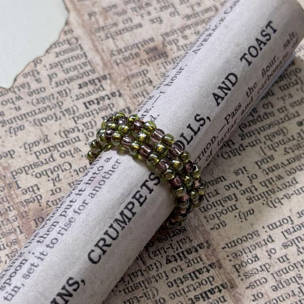 Moss Whisper beaded ring