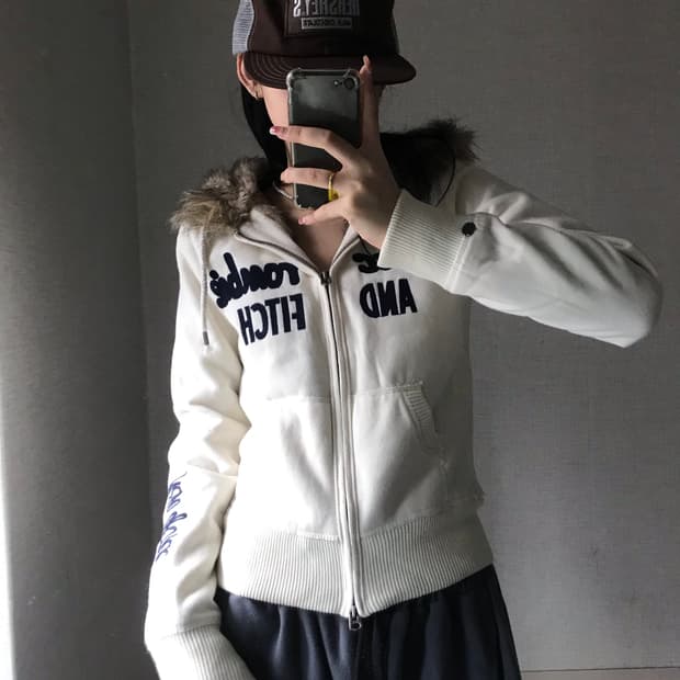 아베크롬비 아이보리 울프죠 후드집업