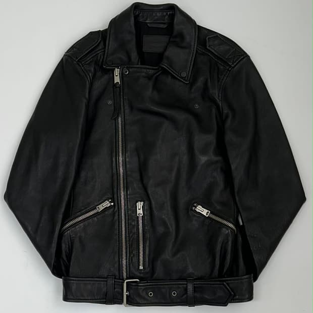 [Xs] 올세인츠 비대칭 투웨이 카하와 양가죽 바이커 자켓