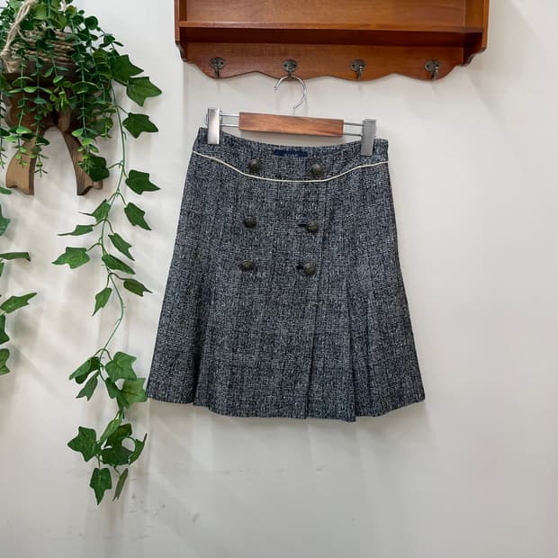 로페 로걀 프레피 마린무드 체크 플리츠 스커트