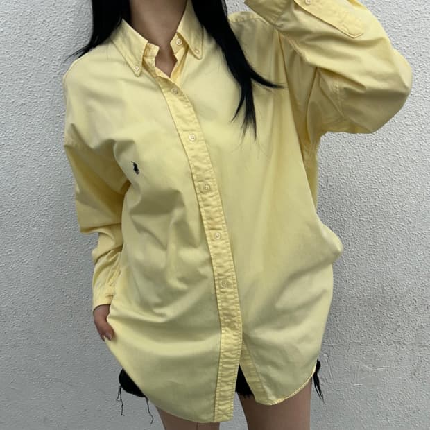폴로 랄프로렌 네이비포니 레몬맛 셔츠 M