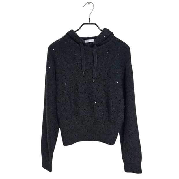 브루넬로 쿠치넬리 여성 스팽글 캐시미어 니트 후드티