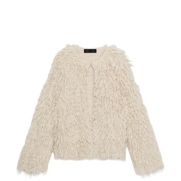 자라 브러시드 프린지 니트재킷