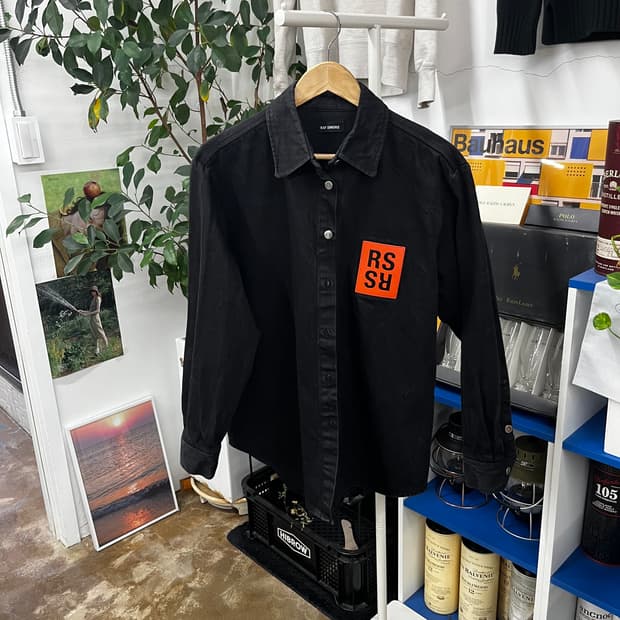 라프시몬스 흑청 데님 셔츠 자켓 S