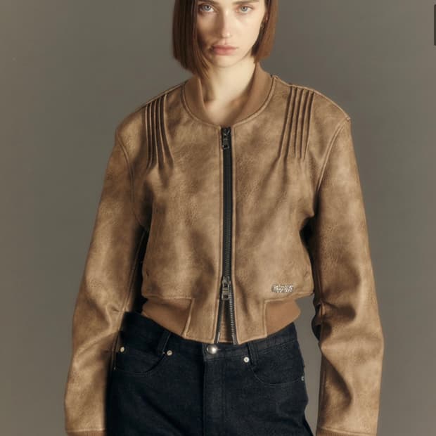 앤더슨벨 tanya faux leather pintuck jacket