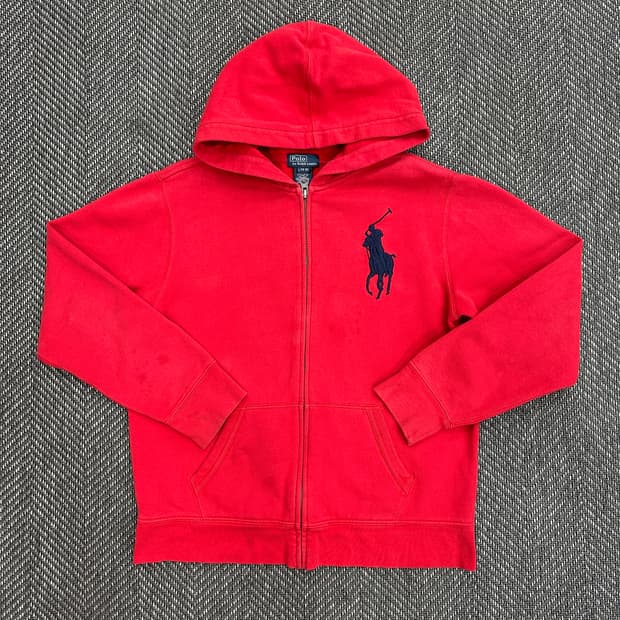 폴로 후드집업 레드