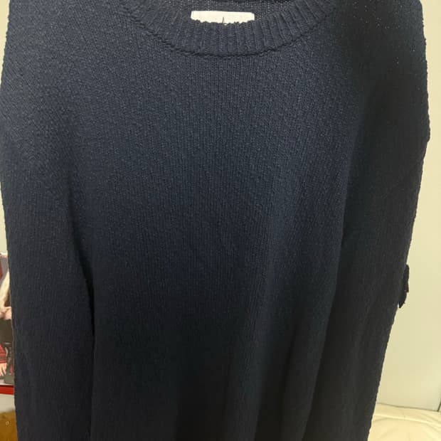 스톤아일랜드 언이븐 코튼 크루넥 니트 네이비 XL