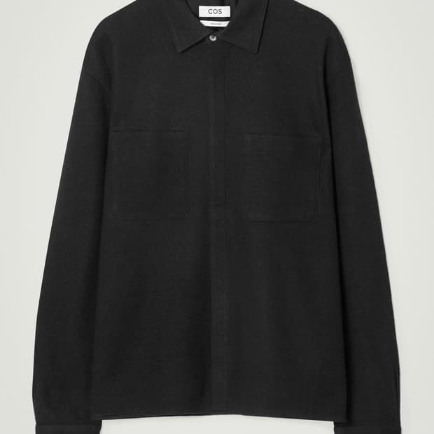 [L] COS 코스 릴렉스드 보일드 울 오버 셔츠 블랙