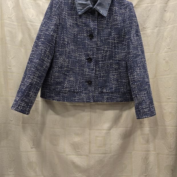 시슬리 Sisley 트위드 데님 카라 자켓 66