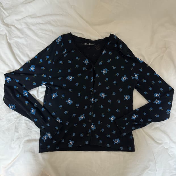 히스테릭글래머 퍽베어&플라워 패턴 가디건