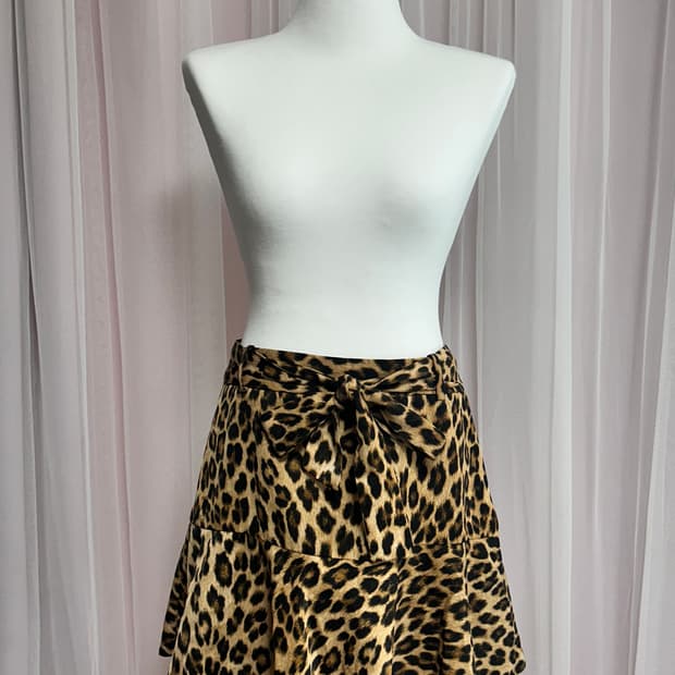 Zara 호피 프린팅 Skort 미니 머메이드 핏 치마바지
