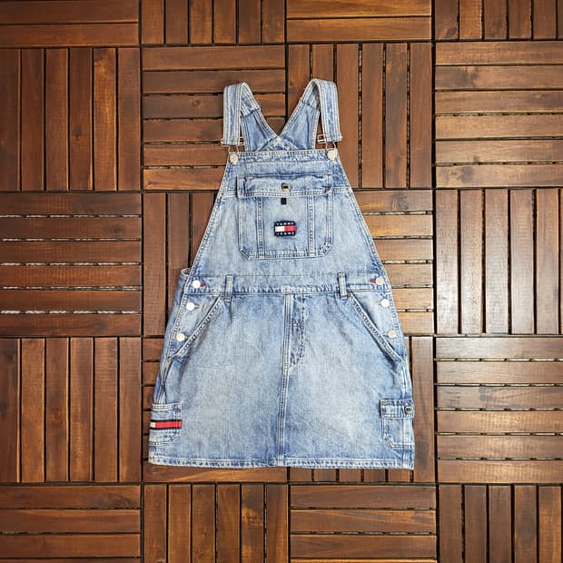 타미진스 데님 멜빵 치마 (M)