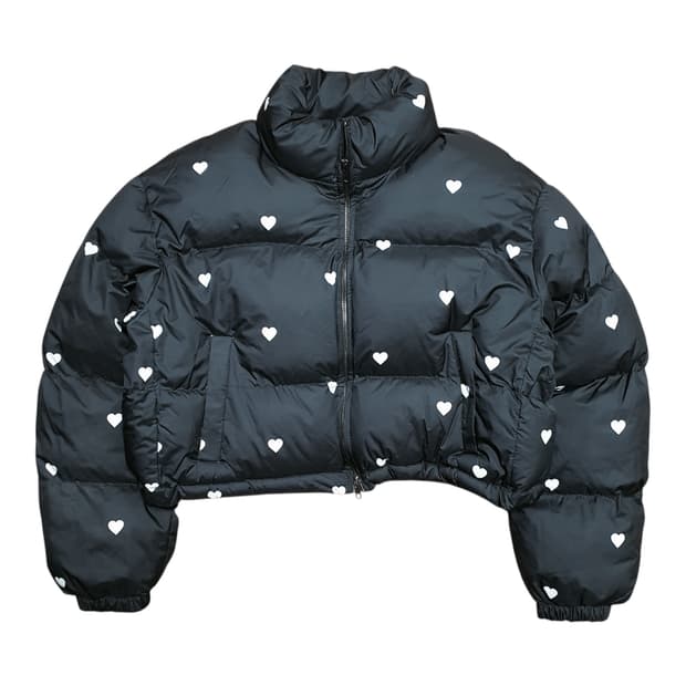 ✨ (바배) 하트 땡땡이 블랙 크롭 패딩 