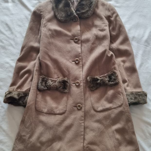 빈티지 갸루 리본 퍼 코트