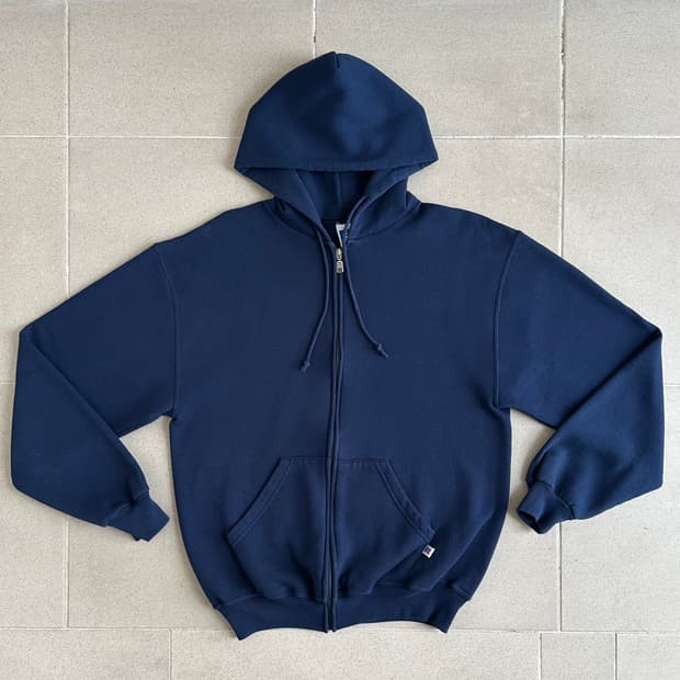 90s 빈티지 러셀 후드집업 네이비 M