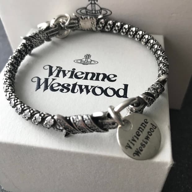 비비안웨스트우드 아카이브 orb 각인 참 크리스탈 체인 브레이슬릿 팔찌