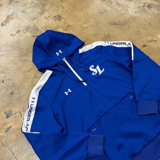 [2XL] 언더아머 삼성라이온즈 블루 후드 하프집업 SL 로고 c1