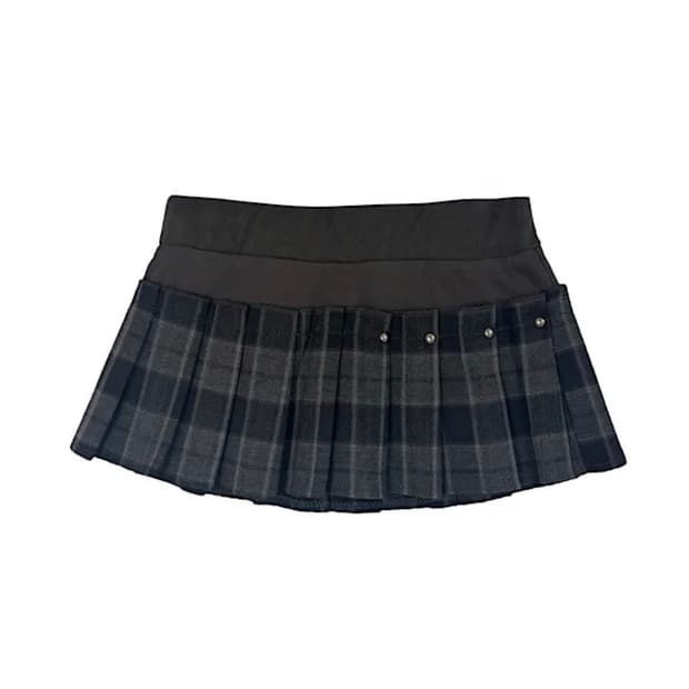 프레피 체크 플리츠 마이크로 미니 스커트