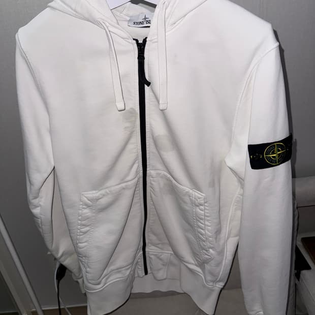 (크림 정품) 스톤아일랜드 화이트 후드집업 S