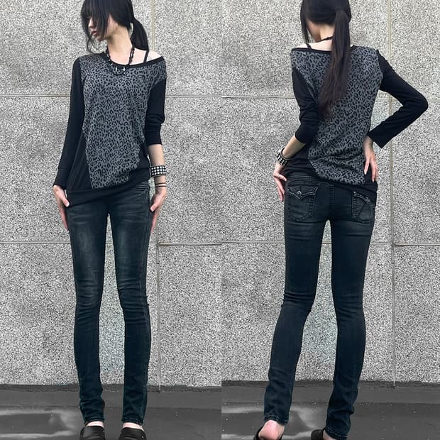Leopard Asymmetric Layered Knit Top