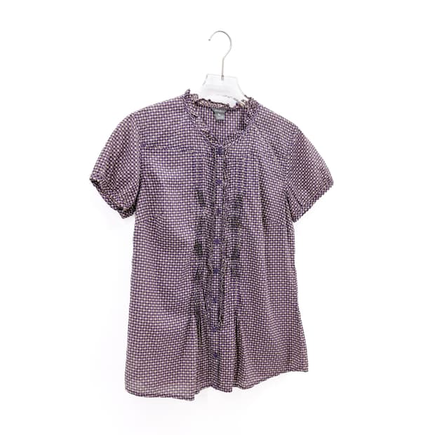 에디바우어 핀턱 셔링 반팔 블라우스