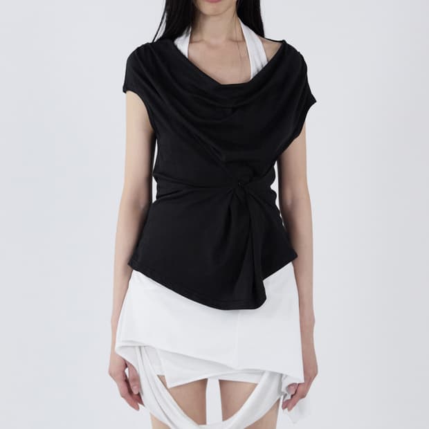 세릭 Button round sleeveless _ black