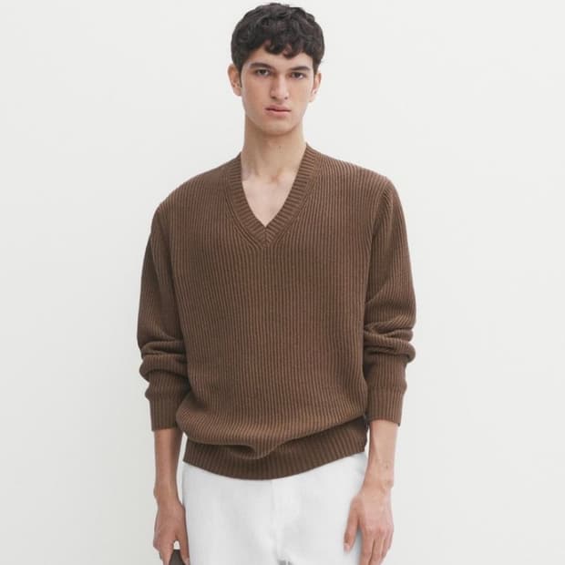 마시모두띠 코튼 브이넥 니트