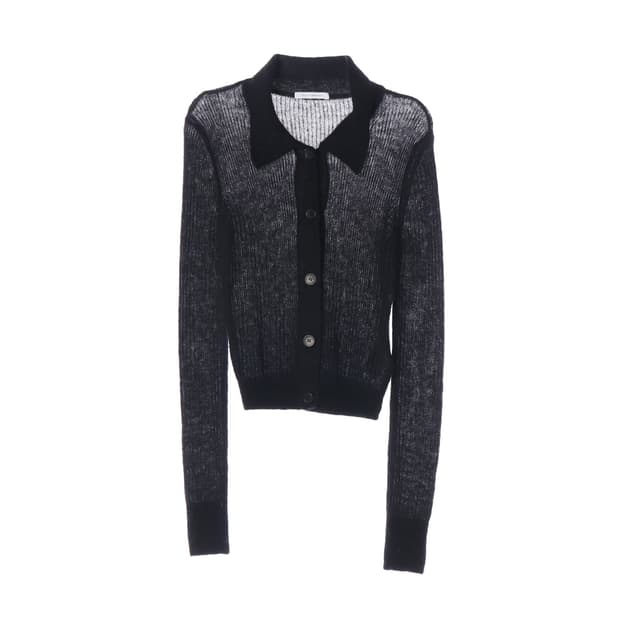 세실리아 반센 모헤어 울 카라 버튼 니트 가디건