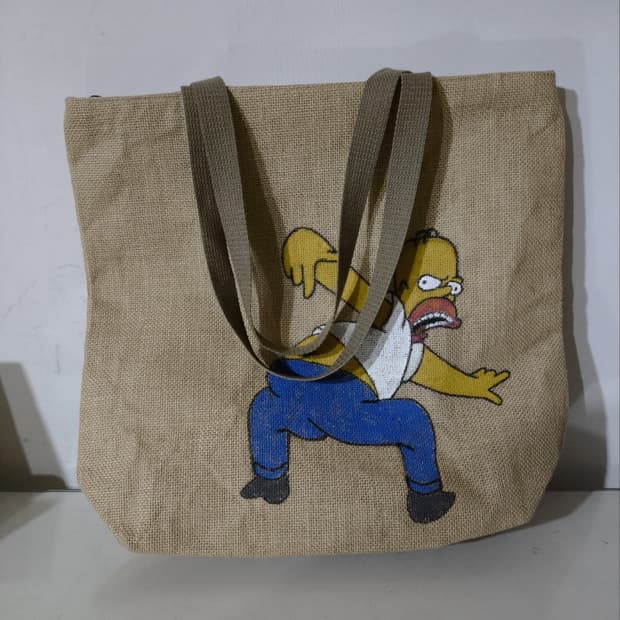 심슨 성조기베어 라탄 에코백