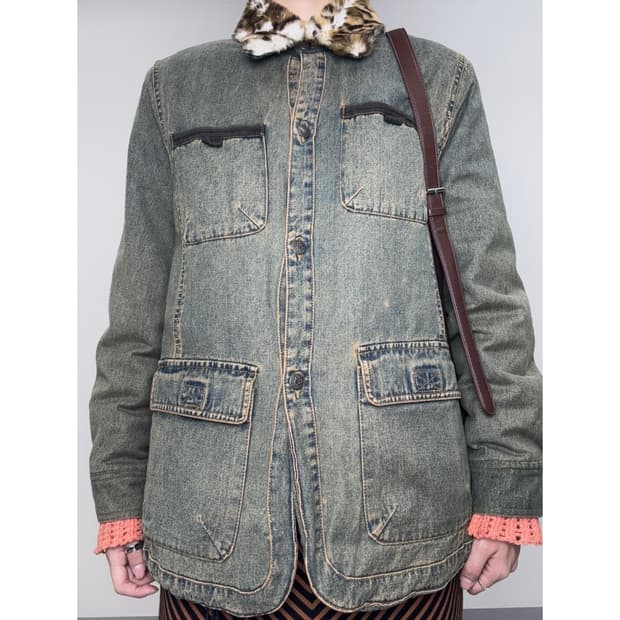 빈티지 데님 퍼 자켓