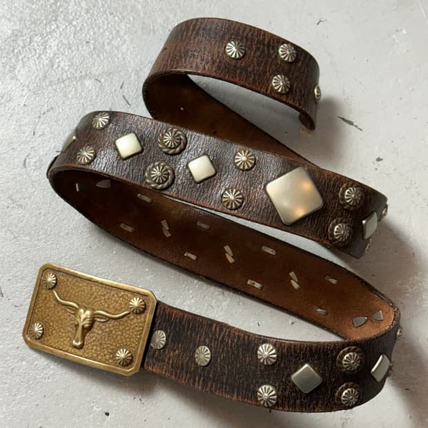 더블알엘 황소 벨트 빈티지 스터드 웨스턴 벨트