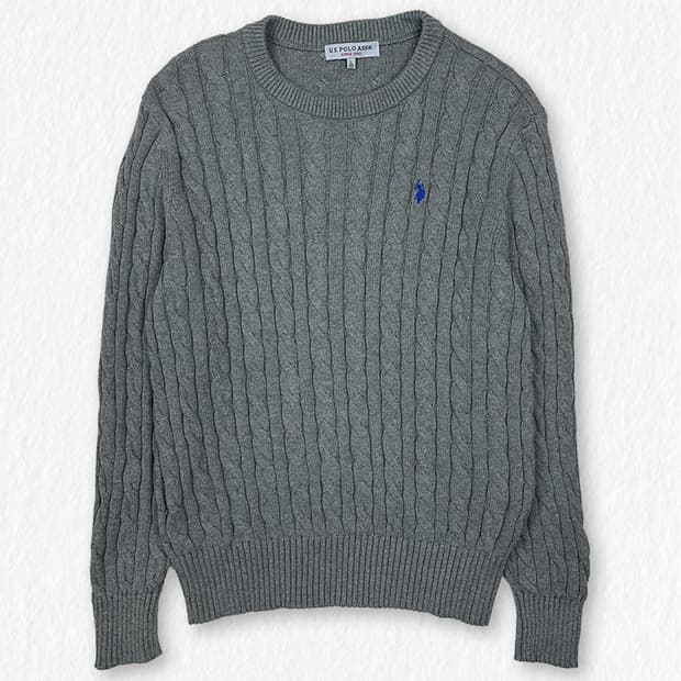 폴로 ASSN 케이블 니트 그레이